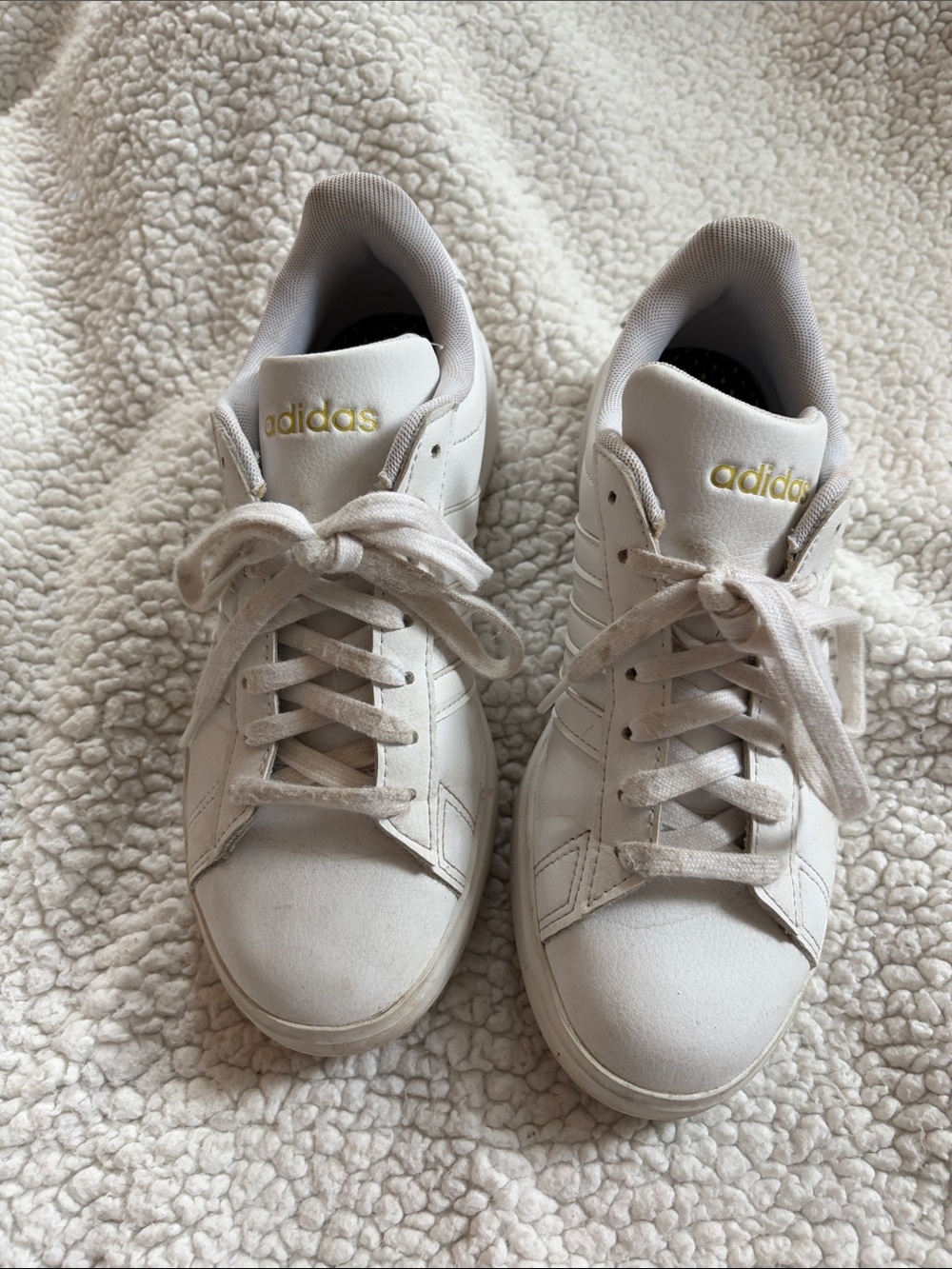 adidas Women's White Sneakers with Gold Branding